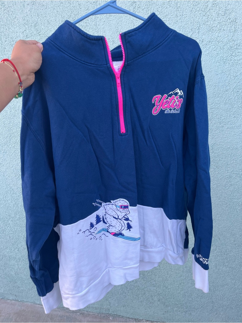 Expedition Everest Yeti Half-Zip Pullover - Navy & White with Pink Accents